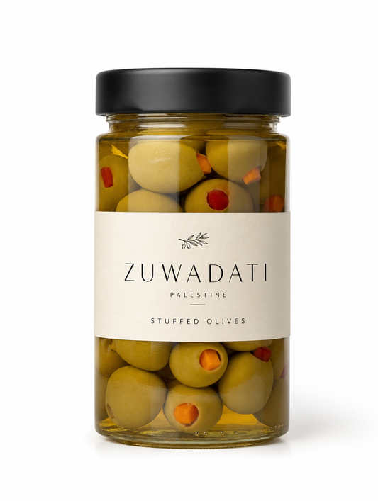 Zuwadati Stuffed Green Olives jar