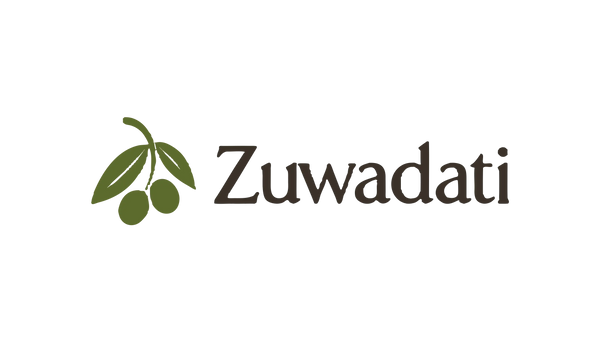 Zuwadati logo - horizontal header wordmark with olive branch